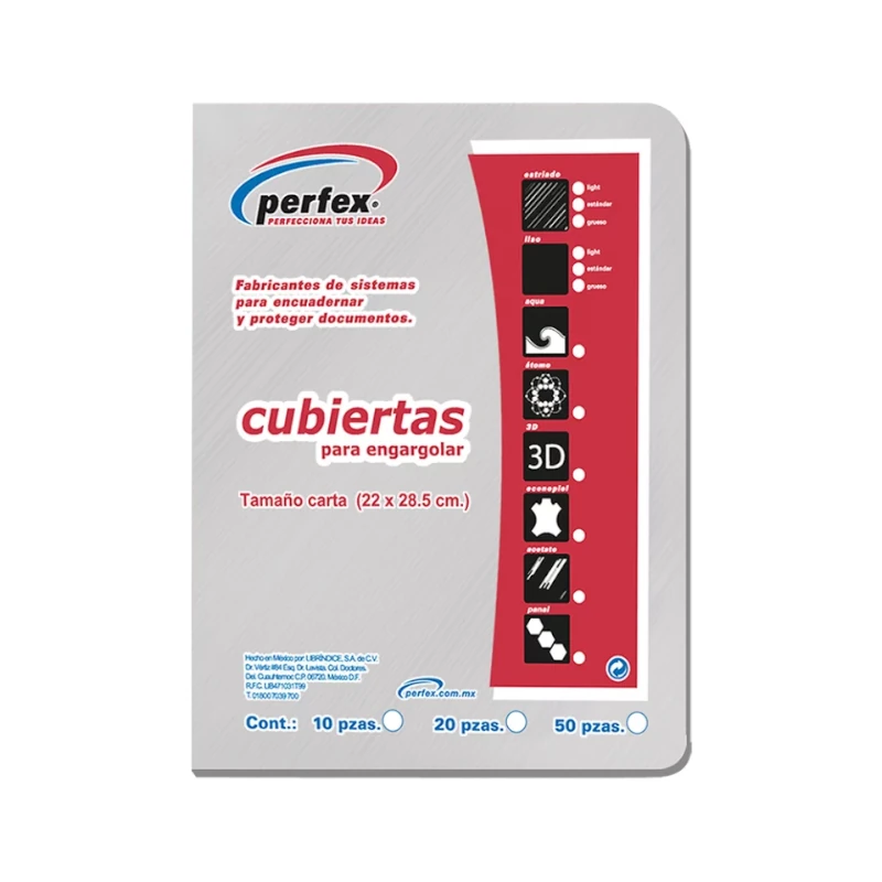 Cubierta Para Encuadernar Tamaño Carta Paquete50 Estriada Premium 14 Puntos Kristal Perfex