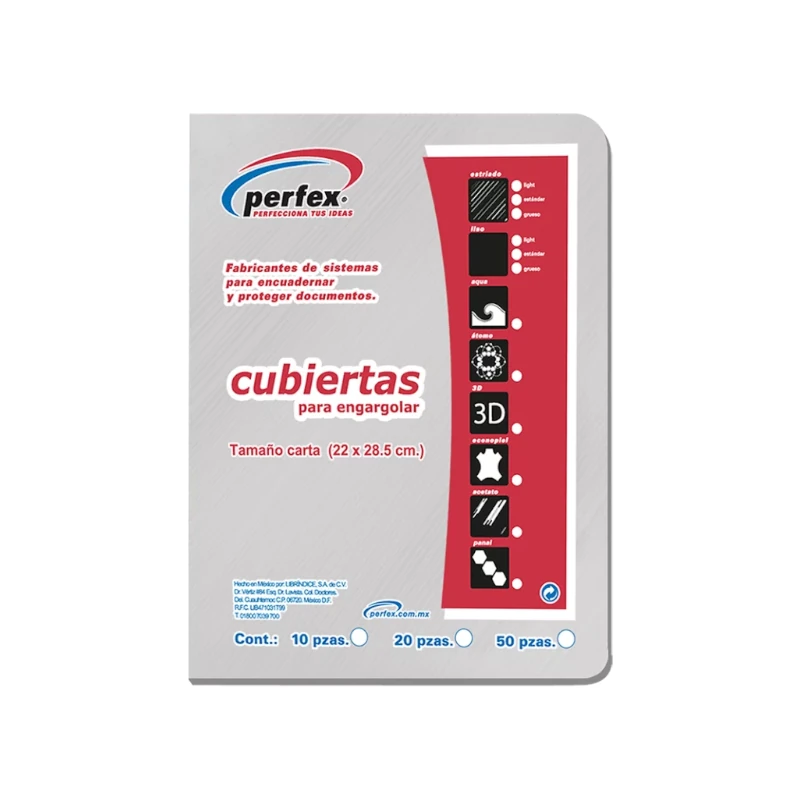 Cubierta Para Encuadernar Tamaño Carta Paquete50 Estriada Esencial 14 Puntos Kristal Perfex