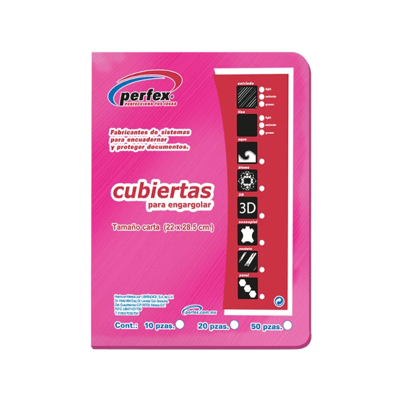 Cubierta Para Encuadernar Tamaño Carta Paquete50 Estriada Esencial 14 Puntos Rosa Perfex