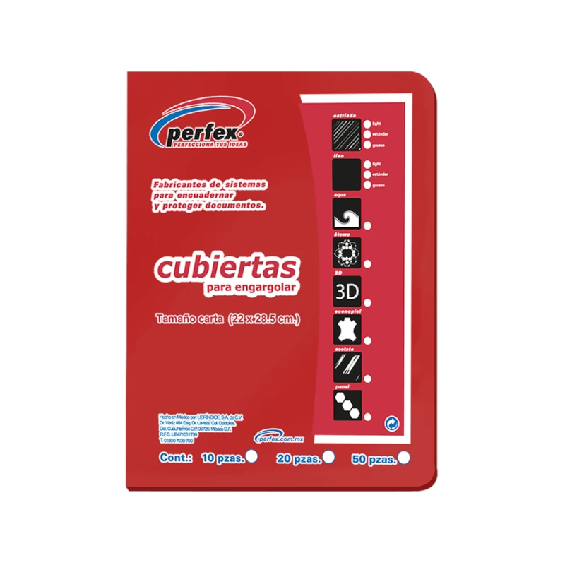 Cubierta Para Encuadernar Tamaño Carta Paquete50 Liso Esencial 14 Puntos Rojo Perfex
