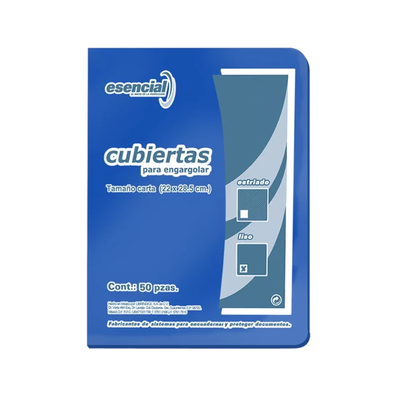 Cubierta Para Encuadernar Tamaño Carta Paquete50 Liso Esencial 14 Puntos Azul Medio Perfex