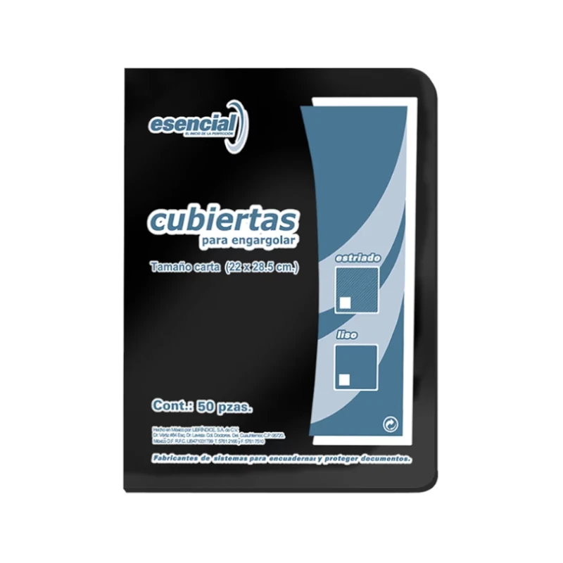 Cubierta Para Encuadernar Tamaño Oficio Paquete50 Liso Esencial 14 Puntos Negro Perfex