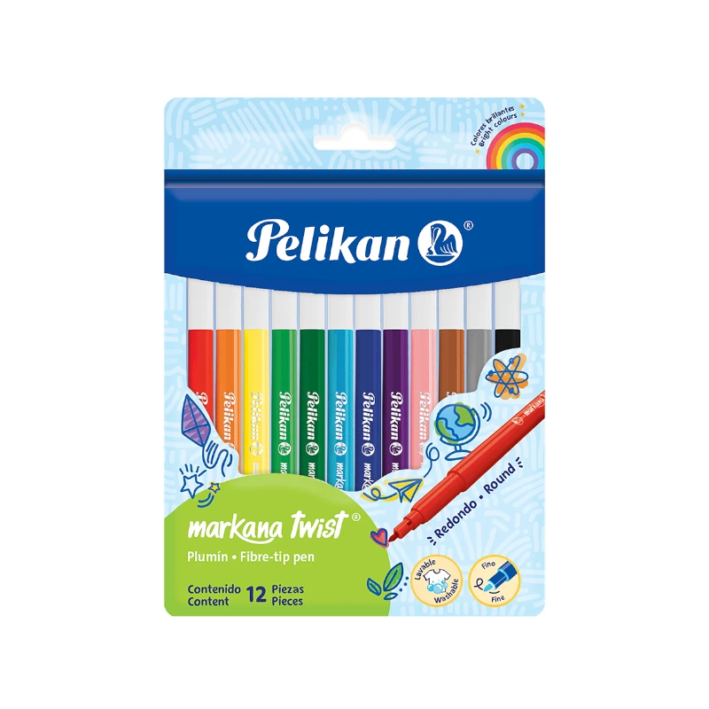 Marcador Escolar Paquete12 Markana Twist Pelikan