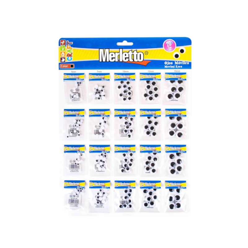 Ojos Moviles Paquete 20 Tamaños Surtido Neg Merletto