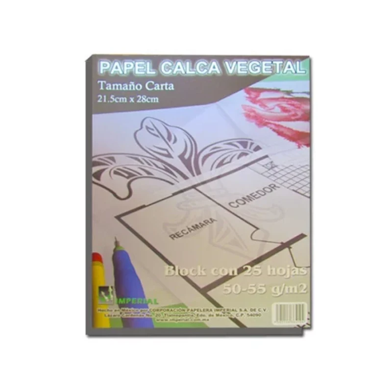 Block Tamaño Carta Papel Vegetal 55g 25 Hjs Imperial