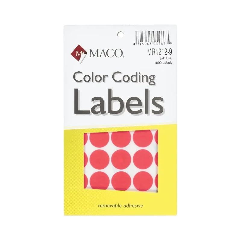 Etiqueta Maco 3/4  Redonda Roja Fluo Mr1212-9 1000Unds