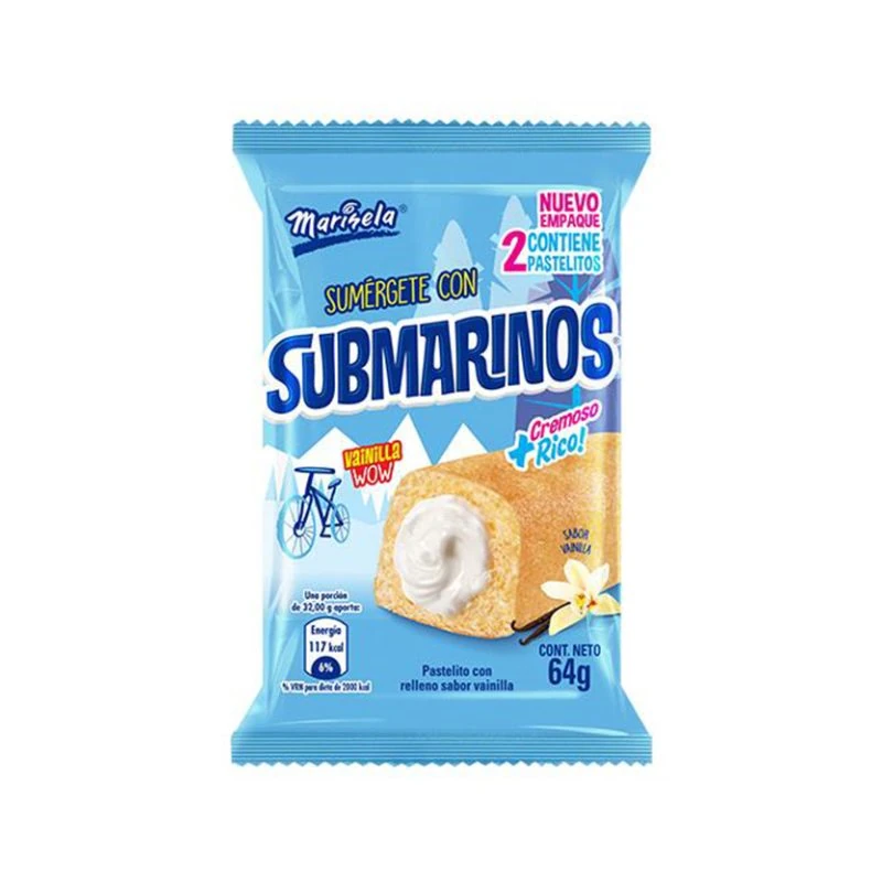 Submarino Vainilla Marinela Pqt2 64gr
