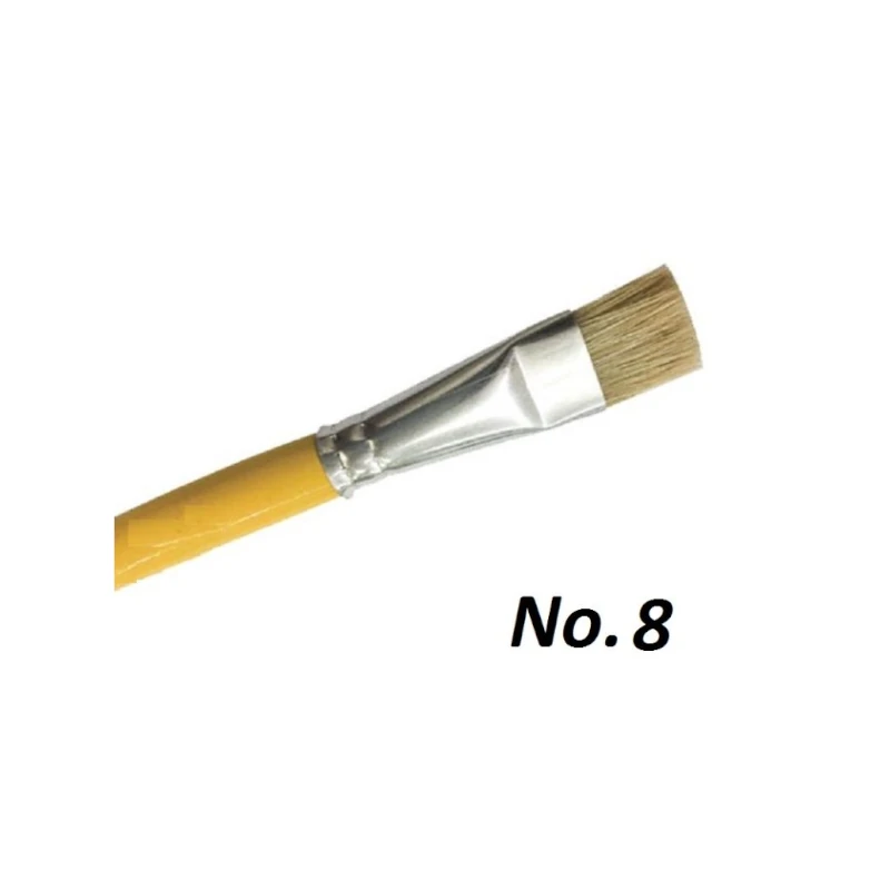 Pincel Barrilito #8 Plano Largo Pelo De Cerda