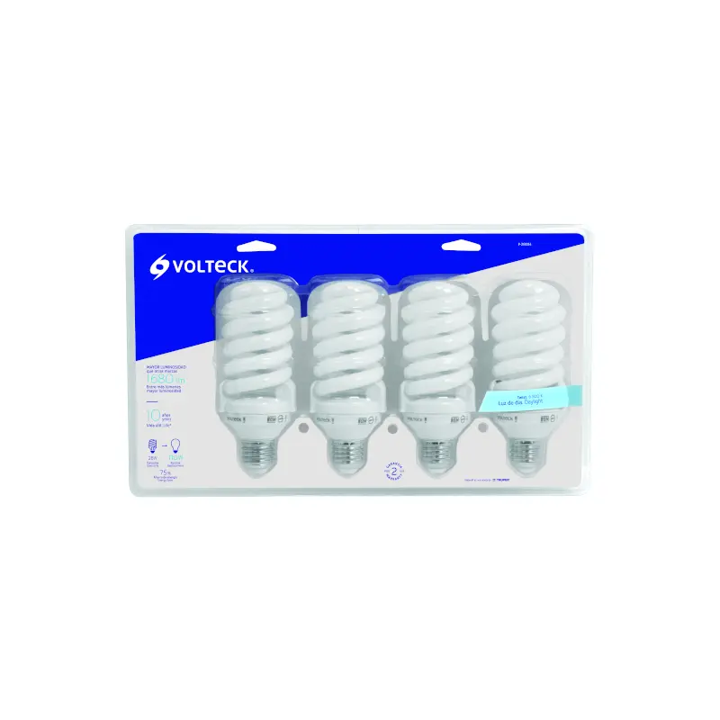 Bombillo Ahorrador 28W Paquete4 Volteck Espiral Luz Dia 46851