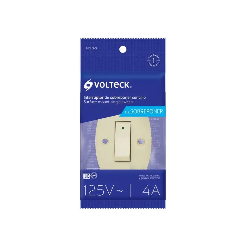 Interruptor Sencillo Superficial 120V Volteck 46004