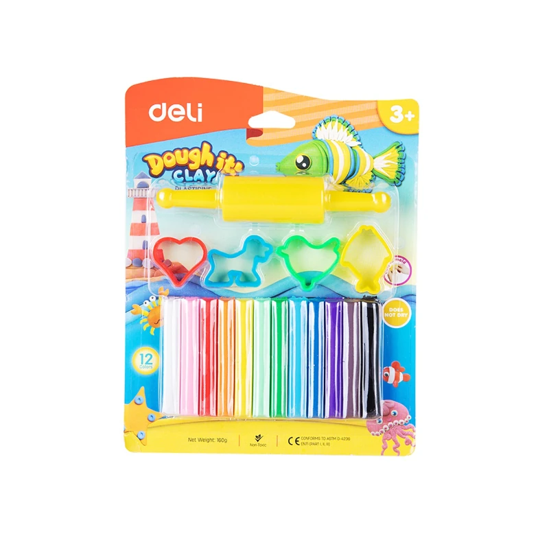 Plastilina 12 Colores Deli Con Moldes