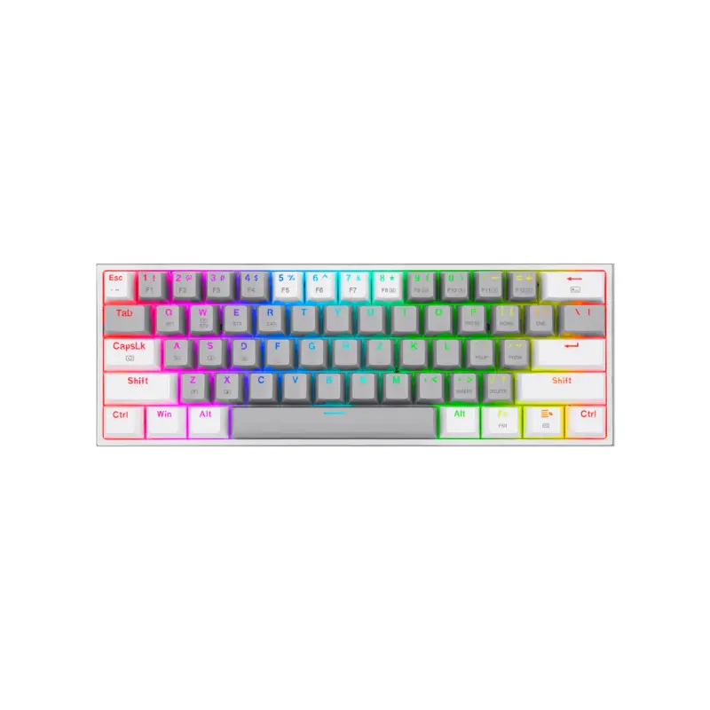 Teclado Redragon Gaming Fizz Pro Usb Tipo-C Gris-Blanco Rgb 60% K616 Mecanico