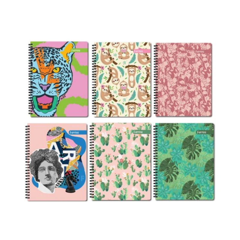 Cuaderno #3 5 Mat Ferrini Pasta Dura Doble Anillo Surtido Uv 150hj Femenino