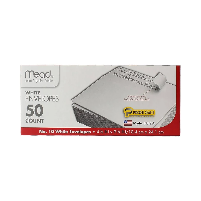 Sobre Blanco Tamaño Oficio 4 1/8 X 9 1/2 Paquete50 Cinta Desplegable Mead