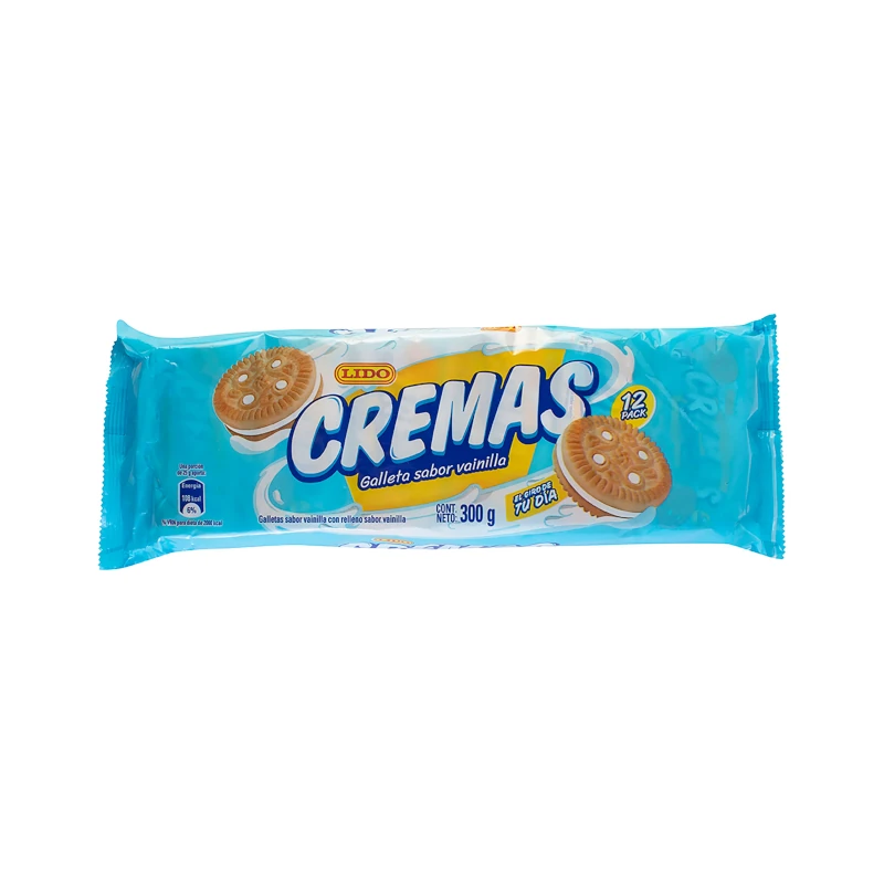 Galleta Lido Cremas Vainilla Paquete 12 300GR