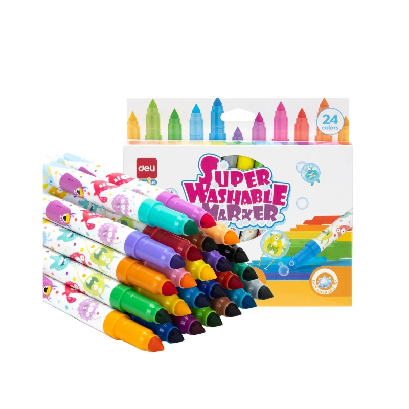 Marcador Escolar Deli Paquete 24 Lavable