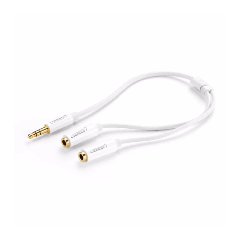 Cable Audio 3.5 Macho A 3.5 Hembra Doble 20Cm Blanco Av134 Ugreen