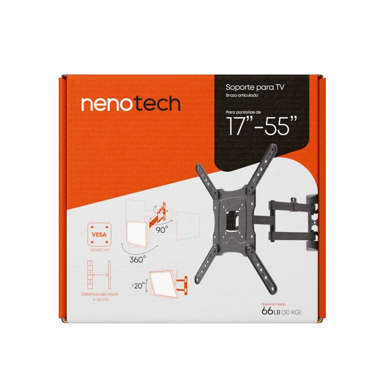 Soporte P/Tv Lcd/Plasma Nenotech 17-55 30Kgs Nt-Stv5566G Giratorio
