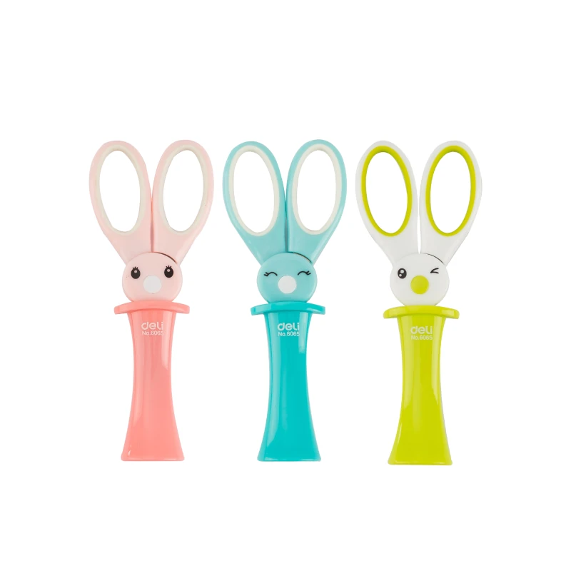 Tijera 5 2/5  Escolar Deli Surtido Con Protector Conejo