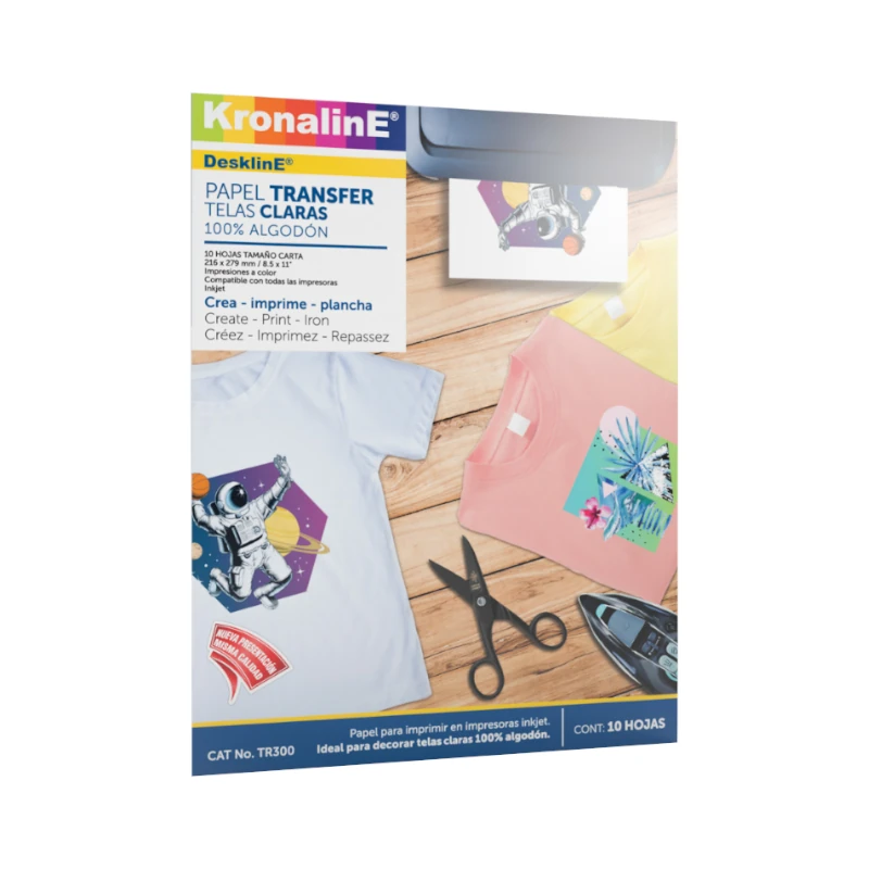 Papel Transfer 8.5X11 10Hjs Tela Clara 125Gr Tr300 Kronaline