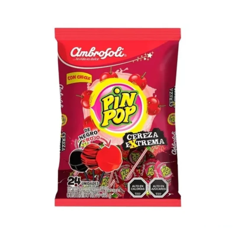 Dulce Pin Pop Black Cherry Bolsa 24 Und