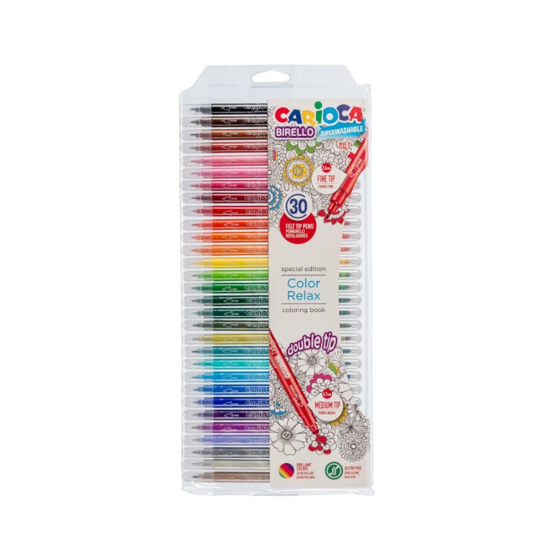 Marcador Escolar 30 Colores Carioca Doble Punta Lavable