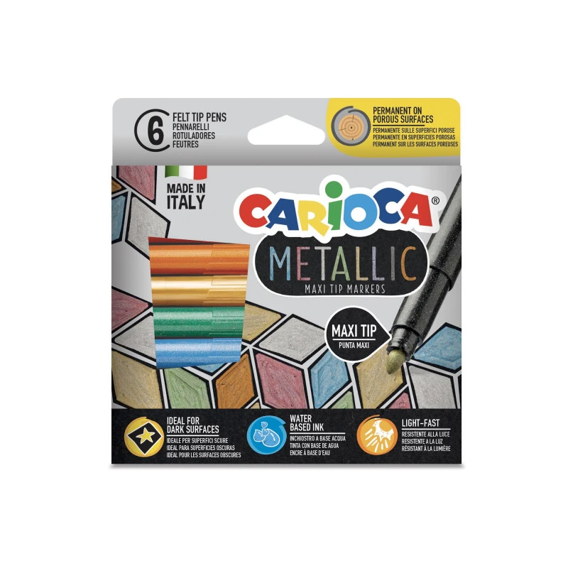 Marcador Escolar 6 Colores Carioca Jumbo Metálico