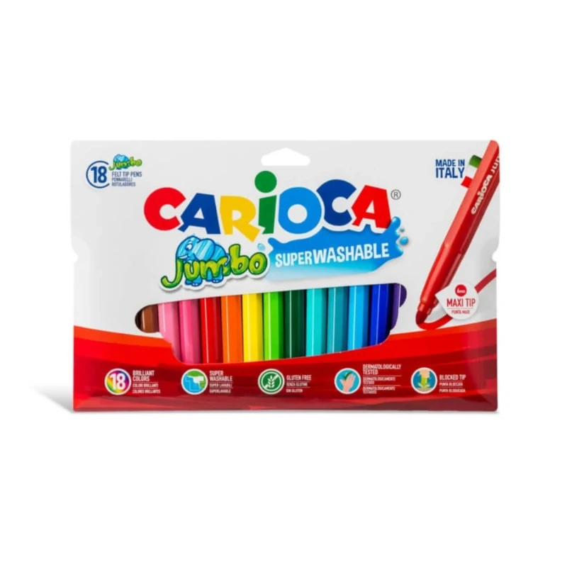 Marcador Escolar 18 Colores Jumbo Carioca Lavable