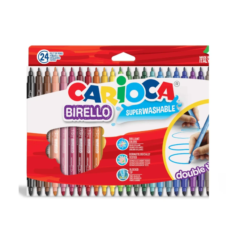 Marcador Escolar 24 Colores Carioca Doble Punta Lavable