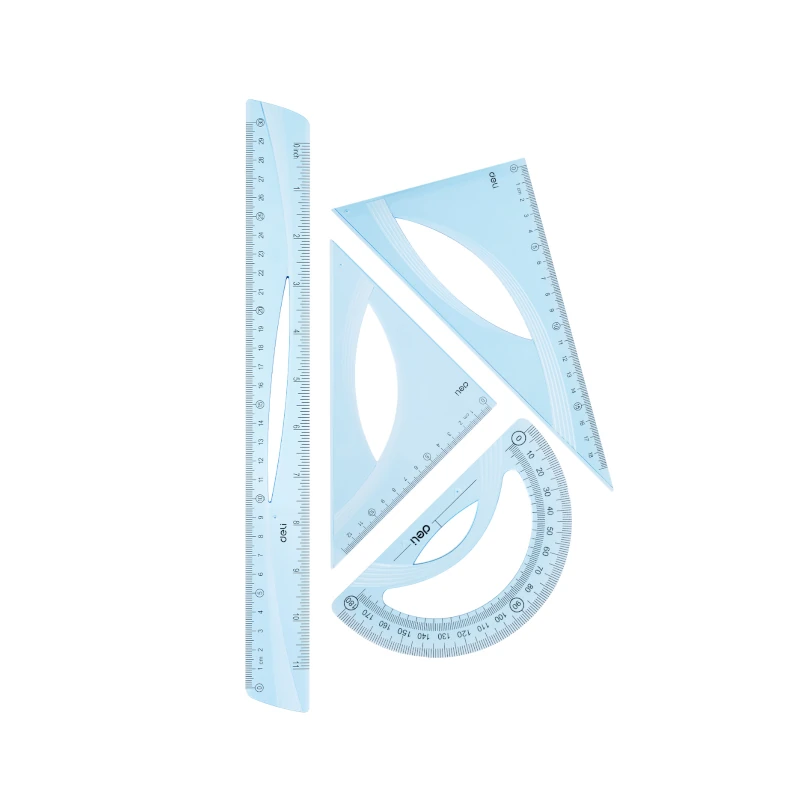 Juego Geometrico 30Cm 4 Piezas Deli Azul