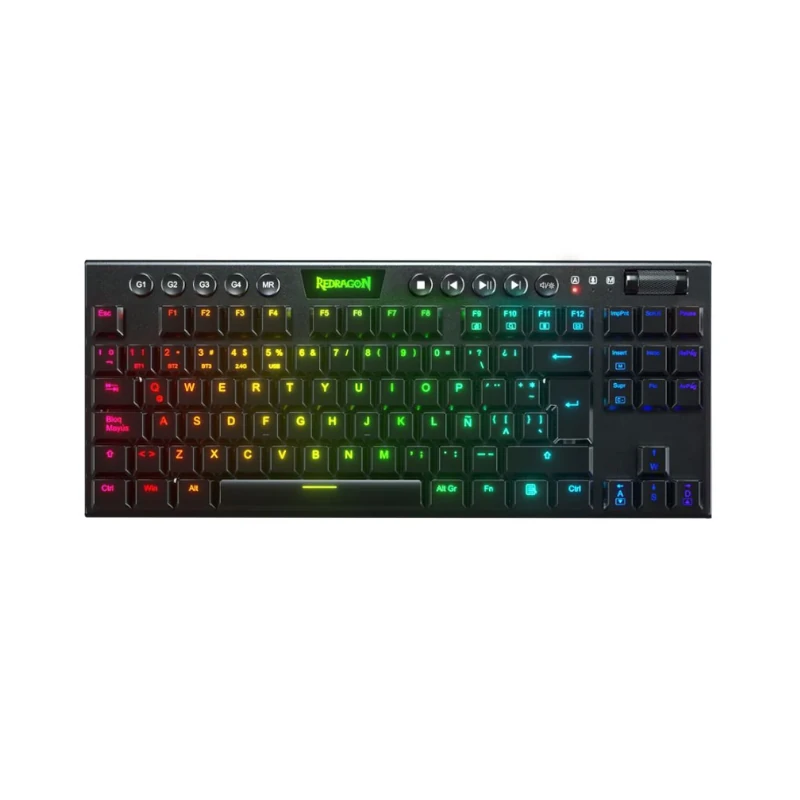 Teclado Redragon Gaming Horus Inalambrico Negro RGB Tkl Switch Rojo K621 Mecanico