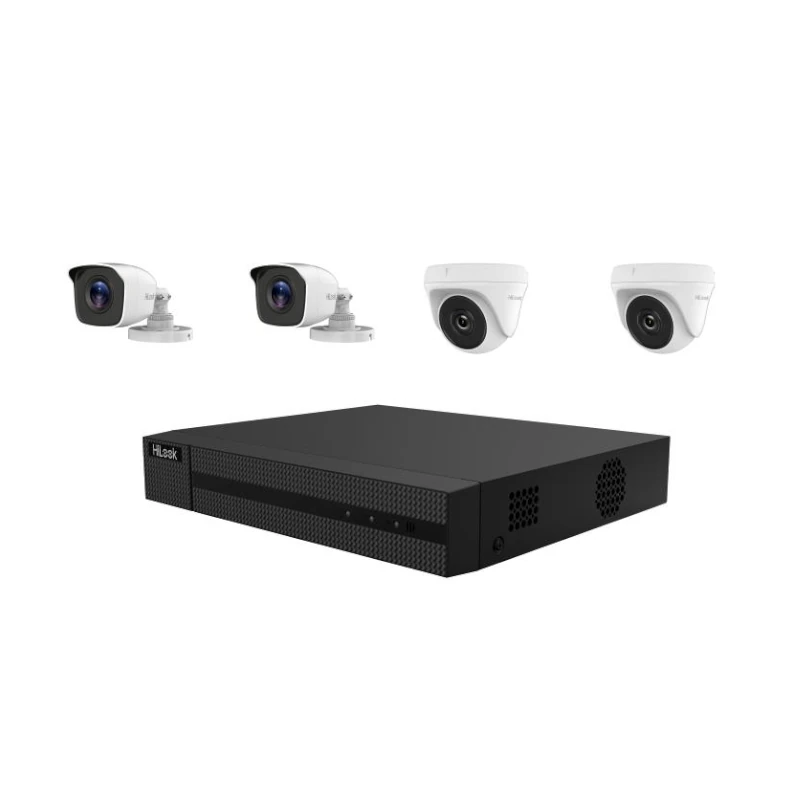 Kit Seguridad AHD DVR 4 Canales + 4 Camaras 2Mpx  1Tb Hdd  Bullet-Turret Metal Hilook