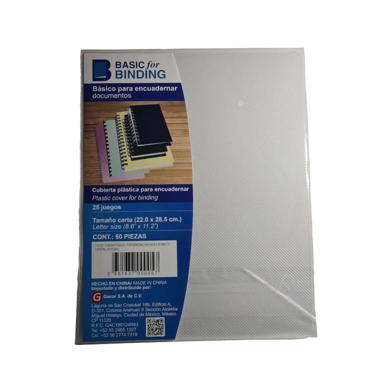 Cubierta T/C Pqt50 Rayada Cristal Basic For Binding