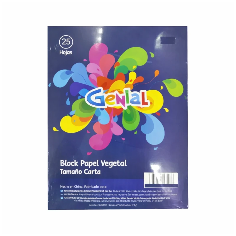 Block Tamaño Carta Papel Vegetal 55g 25 Hjs Genial