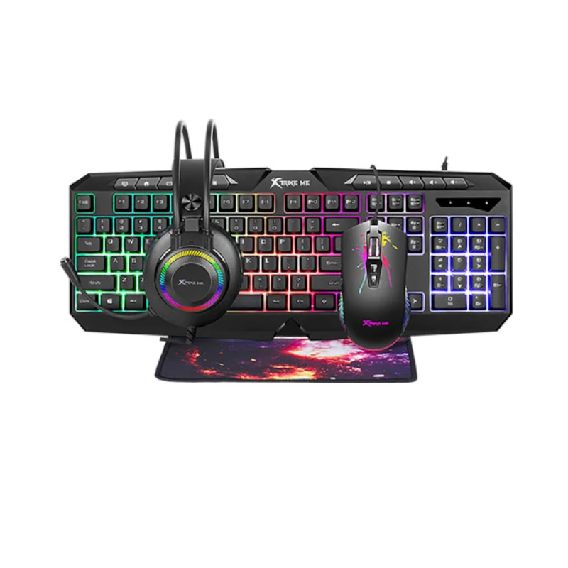 Kit Teclado+Mouse+Audifono Xtrike Me Esp Negro Cmx-410SP