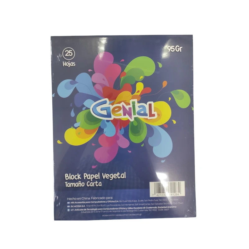 Block Tamaño Carta Papel Vegetal 90g 25 Hjs Genial