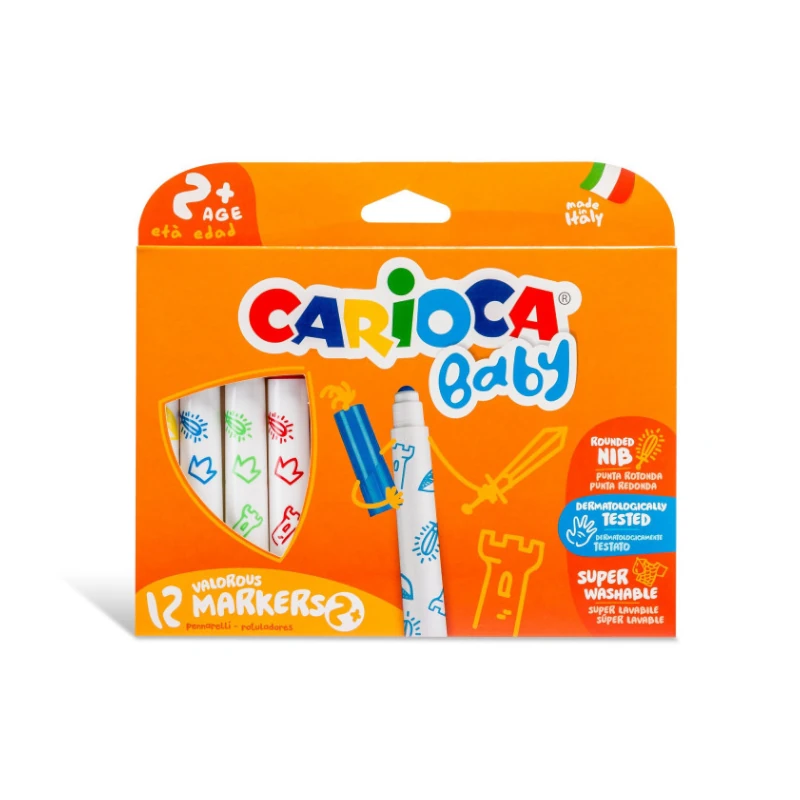 Marcador Baby Jumbo 12 Colores Carioca Lavable 2 Años