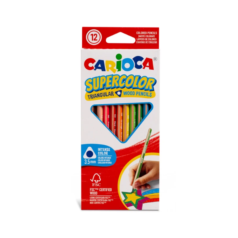 Lapiz Color Largo Paquete12 Triangular Carioca