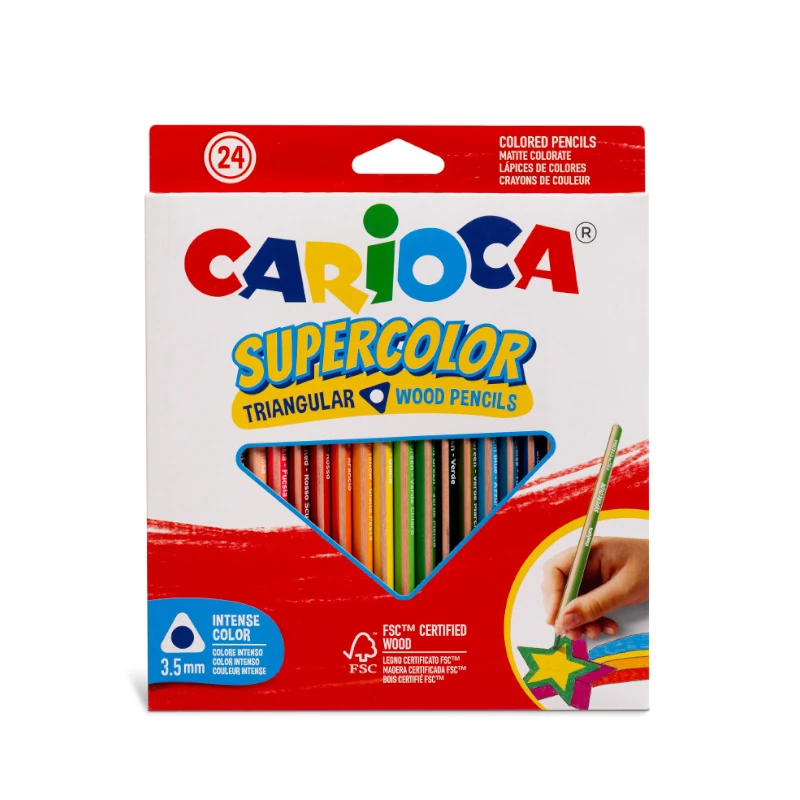 Lapiz Color Largo 24 Colores Triangular Carioca