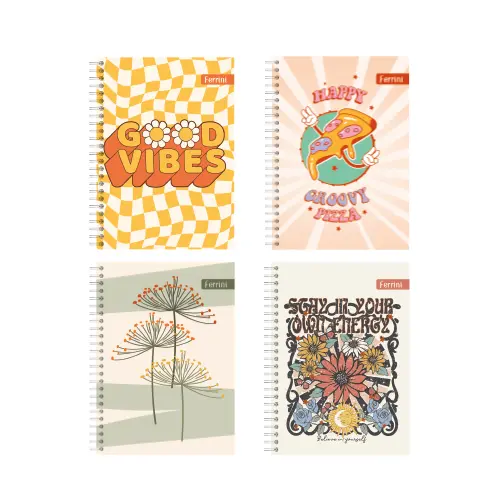 Cuaderno #3 1 Materia Ferrini 100 Hojas Pasta Dura Doble Anillo Femenino