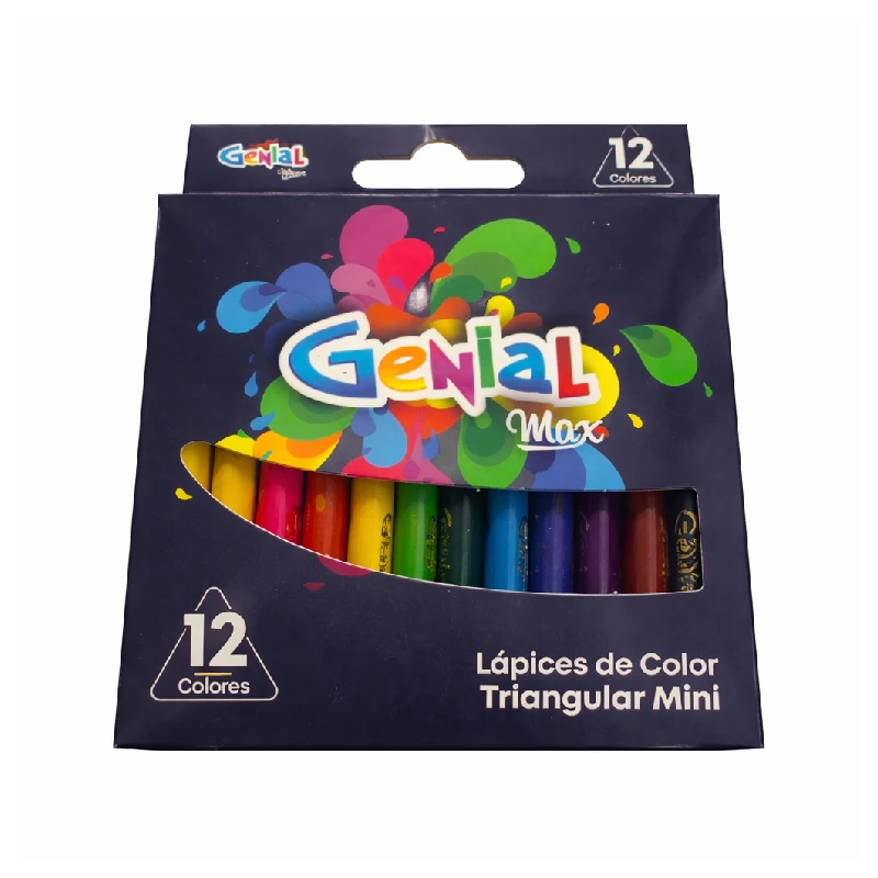 Lapiz de Color Corto 12 Colores Triangular Genial