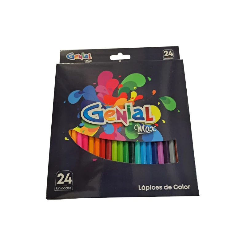 Lapiz de Color Largo 24 Colores Triangular Genial Max