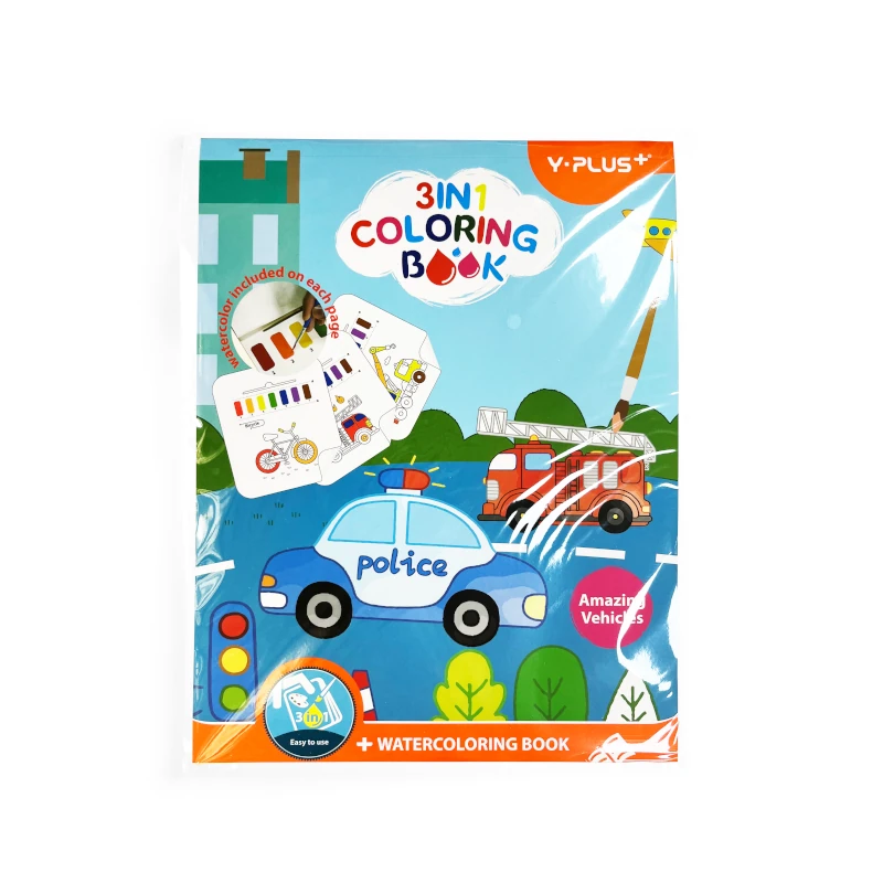 Libro Actividades Y Colorear Con Acuarelas Y-Plus Vehiculos +3