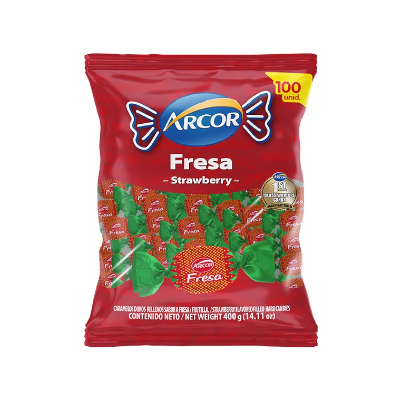 Caramelo Arcor Relleno Fresa Bolsa 100 Und