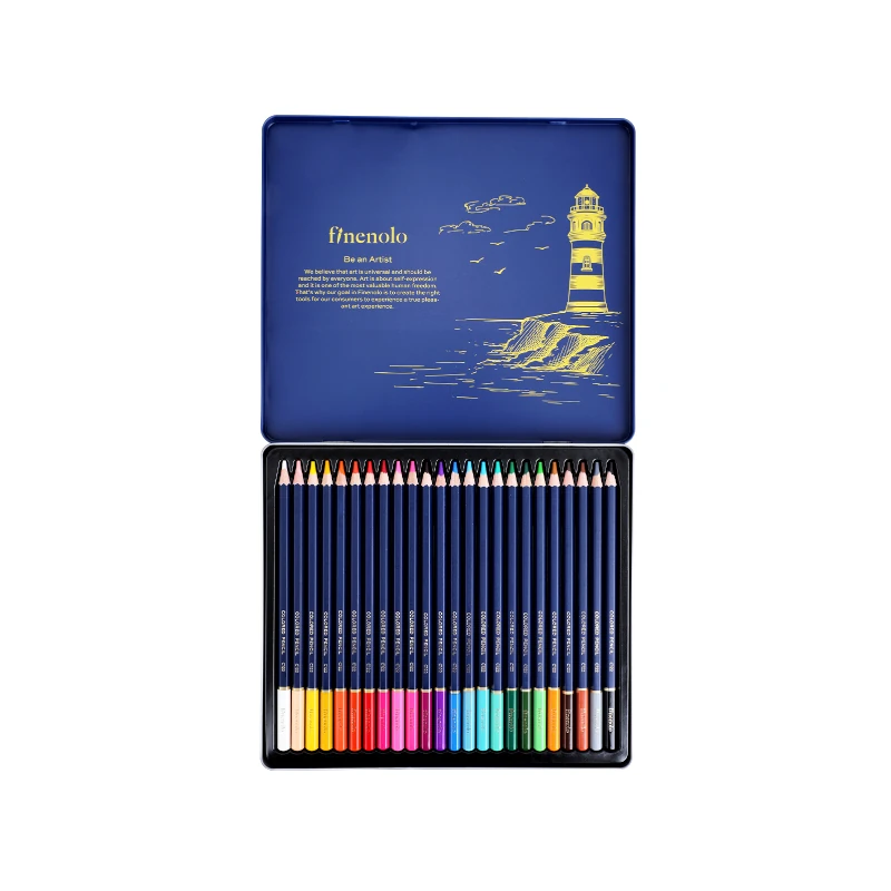 Lapiz Color Largo 24 Colores Caja Metal Finenolo Deli