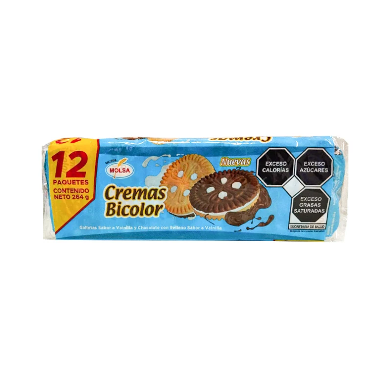 Galleta Cremas Bicolor Pqt12 264gr