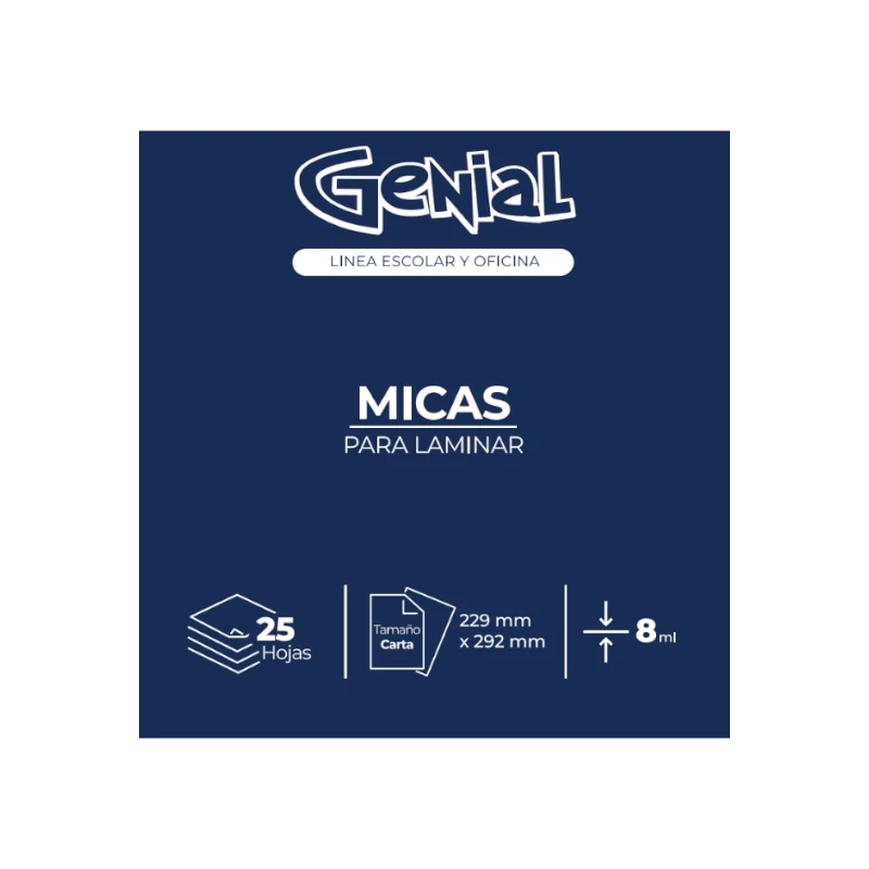 Lamina Tamaño Carta 8Ml Paquete25 Genial