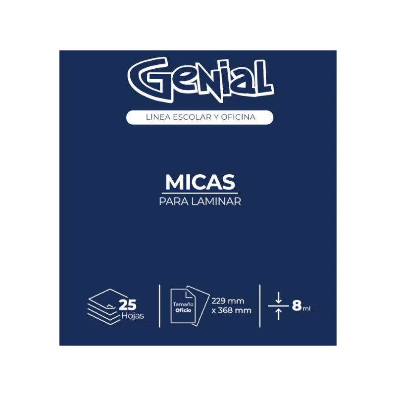 Lamina Tamaño Oficio 8Ml Paquete25 Genial