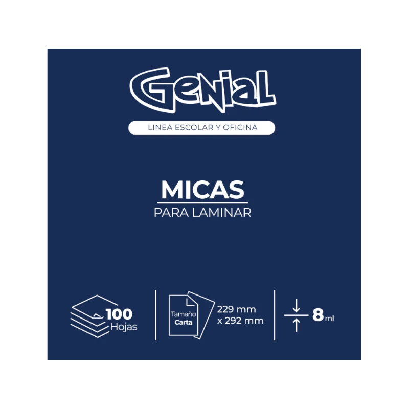 Lamina Tamaño Carta 8Ml Paquete100 Genial