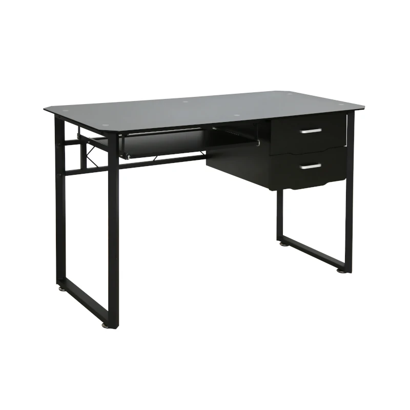 Escritorio Negro Con Gavetas/Bandeja P/Teclado Ferrini 100X70X75Cm